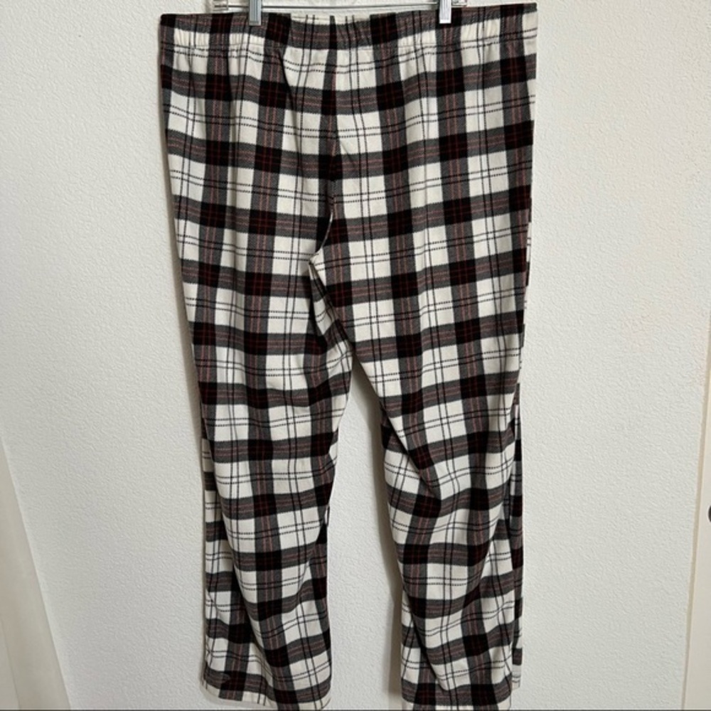 Men's Fleece White Black Red Tartan Plaid PJ Bottoms Lounge Pants New XXL